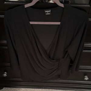 Tribal Elegant Black Draped Blouse